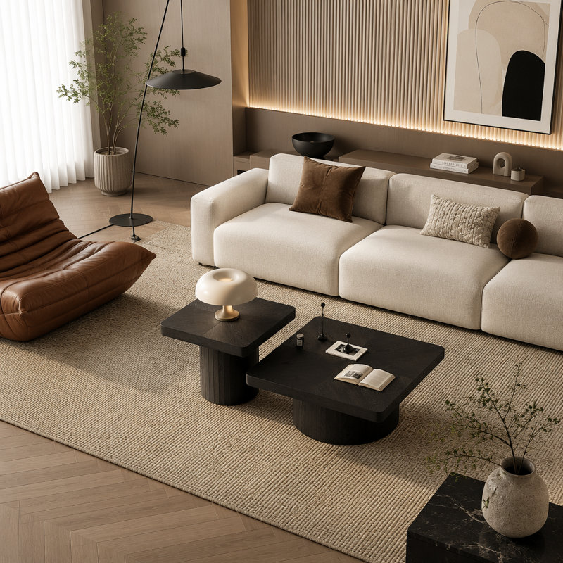 Wood Nesting Coffee Table Set, Black