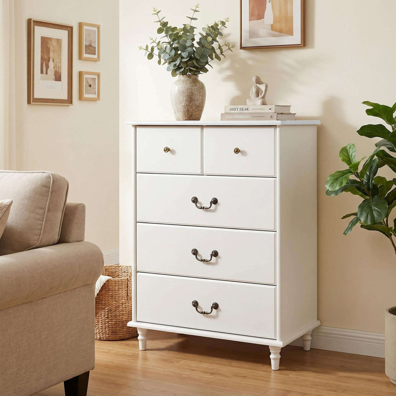 Commode 5 tiroirs Farmhouse pour chambre à coucher, commodes l 30 po et commode, rangement pour le salon, couloir, garde-robe