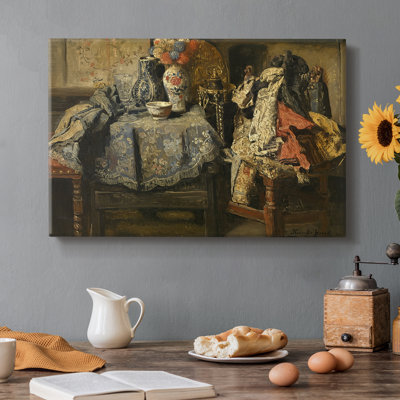 Nature morte avec des fleurs et de la porcelaine - Henri de Braekeleer - Toile tendue avec châssis-c. Fin du 19e siècle