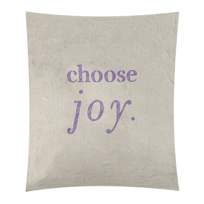 Tapisserie de polyester, choisir la joie citation, H 60 po x l 51 po, Blanc / Mauve