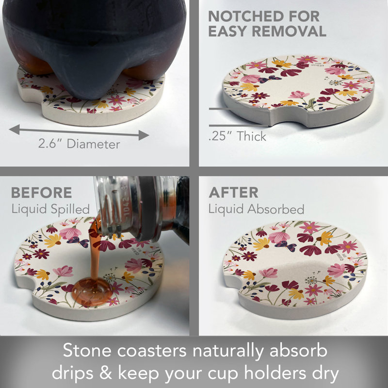 Dakota Fields Blooming Borders Single Car Coaster for Vehicle Cup Holder