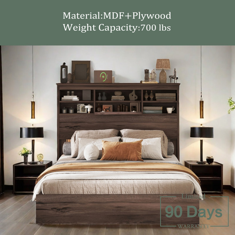 Emmerly Bookcase Bed, Dark Walnut