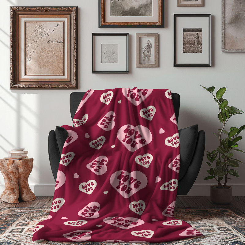 Funky Affection - 1 Piece Premium Sherpa Blanket WB_FL_100624_0034, 50" W x 60" L