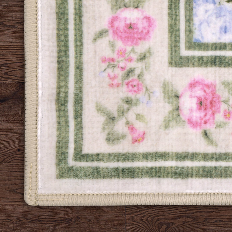 Tapis lavable imprimé en velours Laura Ashley, Ivoire ivoire