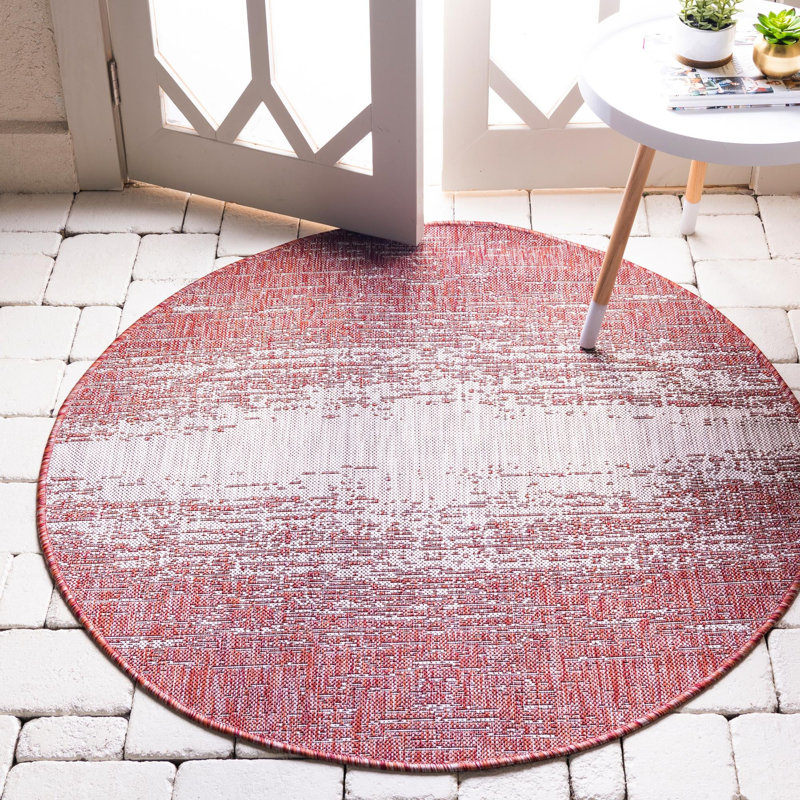 Beedeville Red/Gray Indoor/Outdoor Area Rug, Round 13'1"