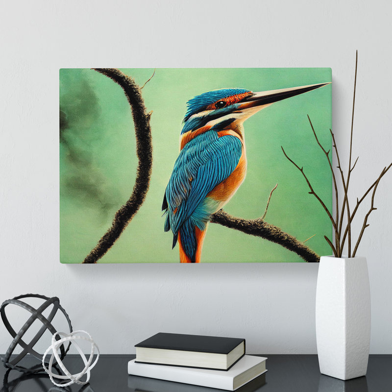 Enigmatic Kingfisher Bird - Wrapped Canvas, 40cm H x 60cm W x 3cm D