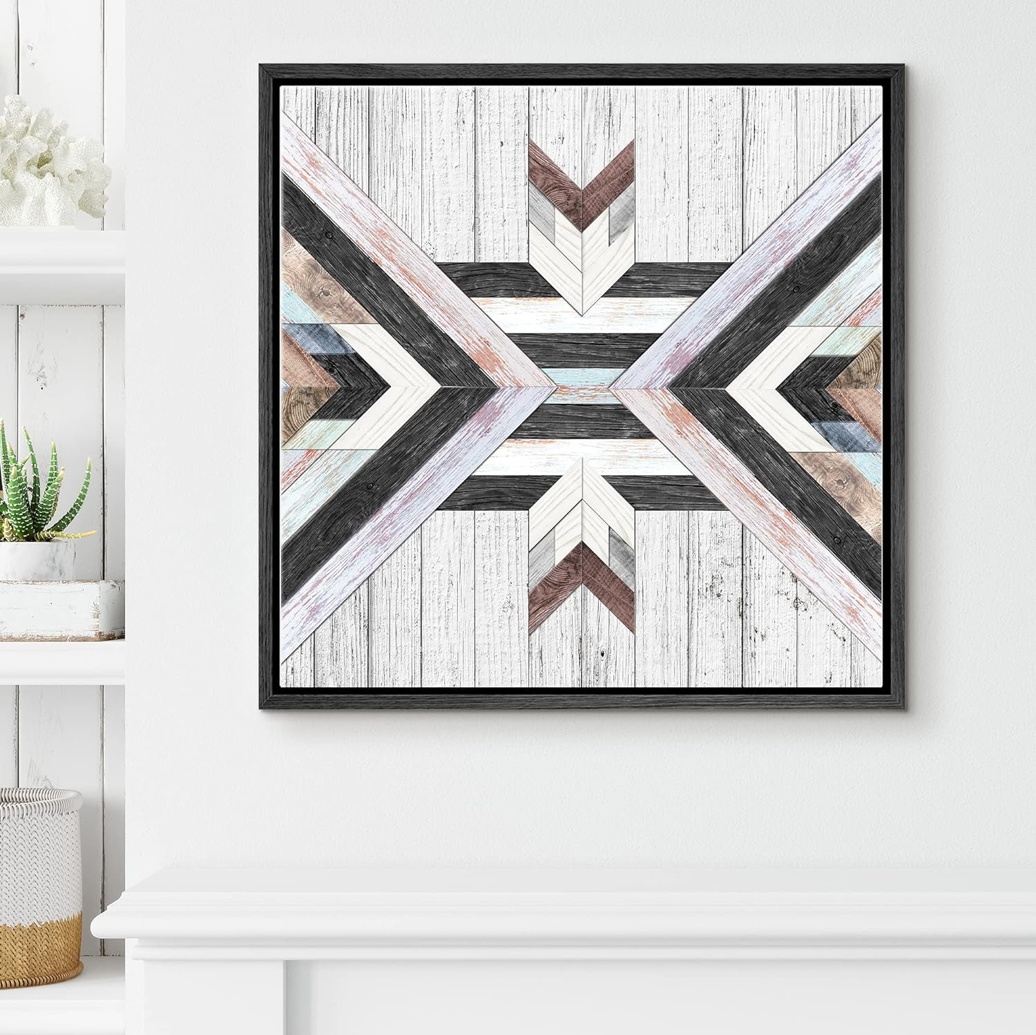 wall26 " Western Decor Geometric Woodblock Triangles & Stripes Abstract ...