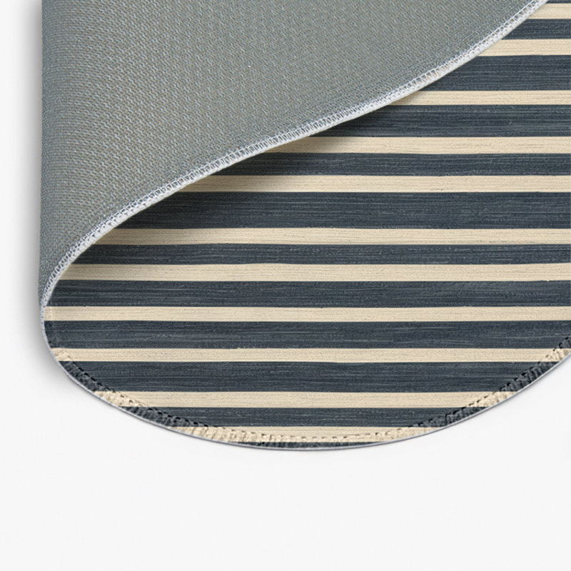 Tapis intérieur / extérieur gris HorizontalStripes, Rond 5 pi