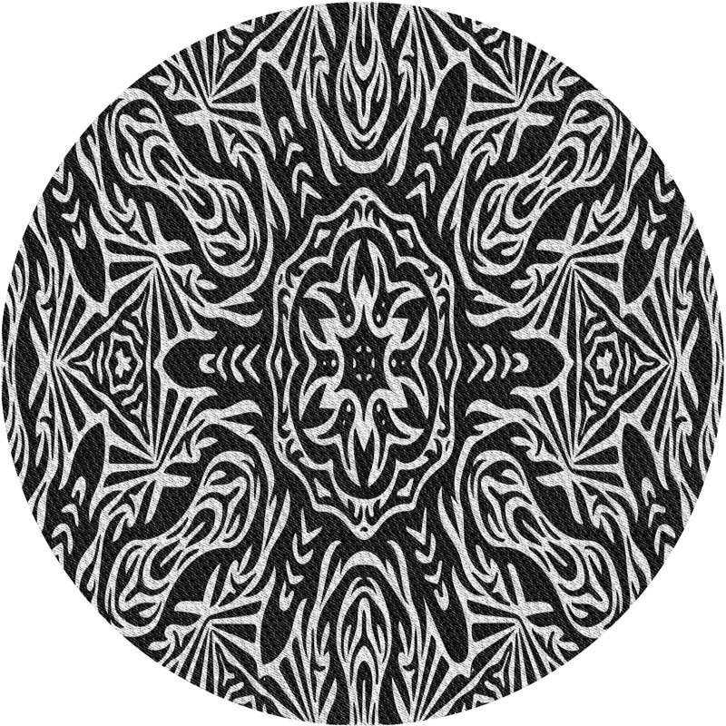 Tapis gris/brun tissé à la machine, Rond 3 pi