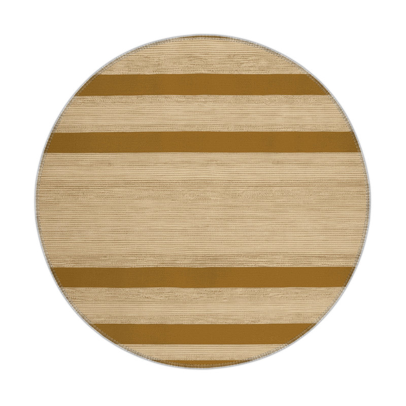 HorizontalStripes Brown Indoor and Outdoor Area Rug, Round 5'