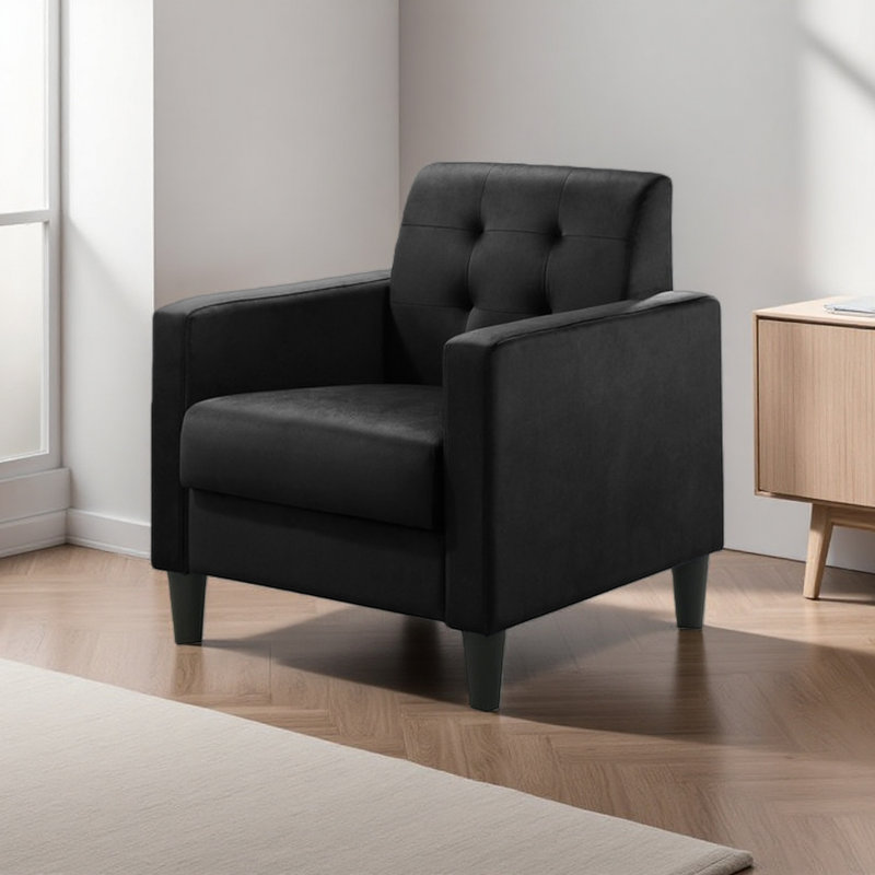 Fauteuil d'appoint en velours capitonné, Noir