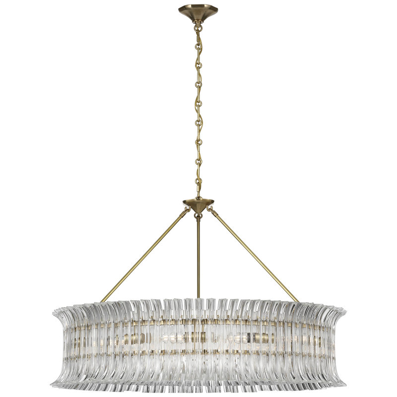 AERIN Rhine 36" Ring Chandelier with Crystal, Hand-Rubbed Antique Brass