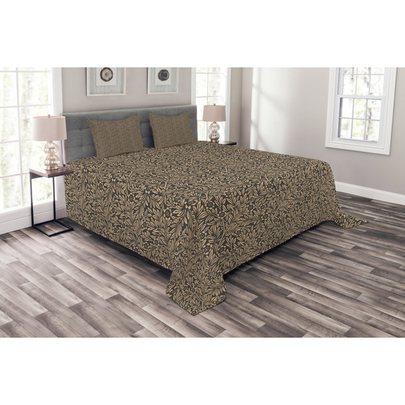 Abygael Brown Microfibre Bedspread Set, 220 x 264 cm