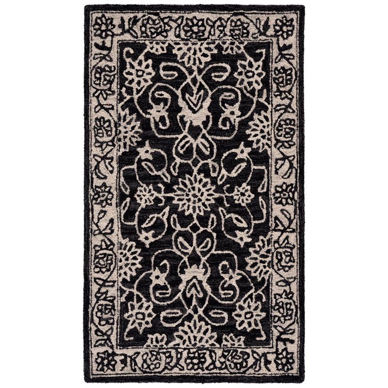 Abrakata Hand Tufted Wool Floral Rug, Rectangle 3' x 5'