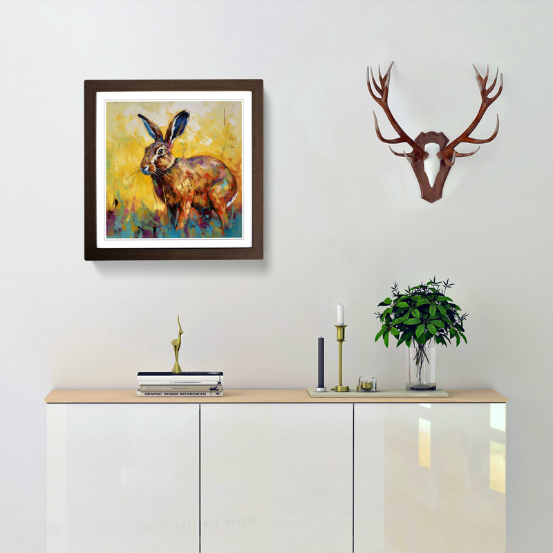 Hare Colour Field Painting No.2 - Single Picture Frame Print on Wood, Walnut