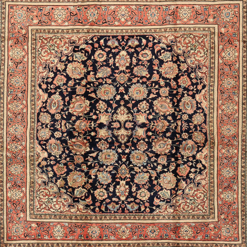 Tapis noir/jaune clair traditionnel Jeppesen, Carré 4 pi