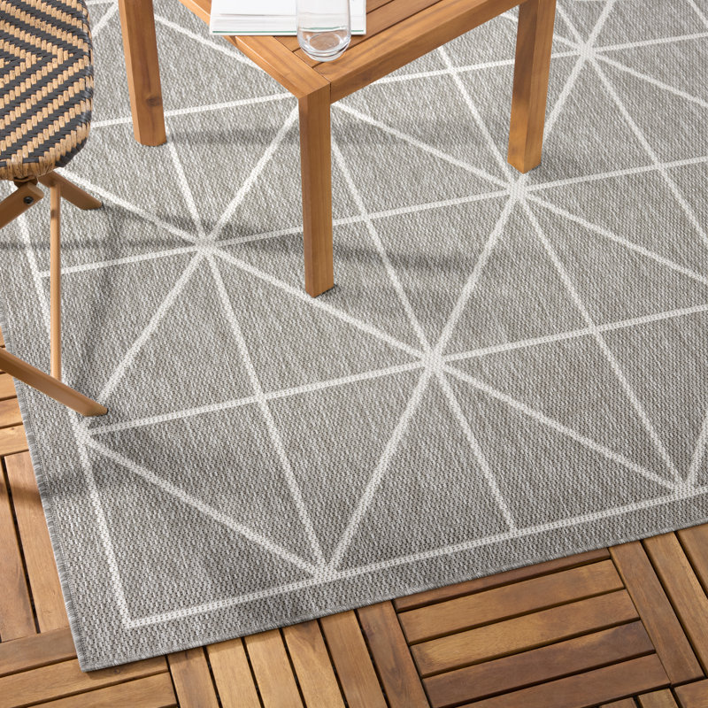 Patio Country Geometric Area Rug, Grey/Cream, 7'10"x10'2"