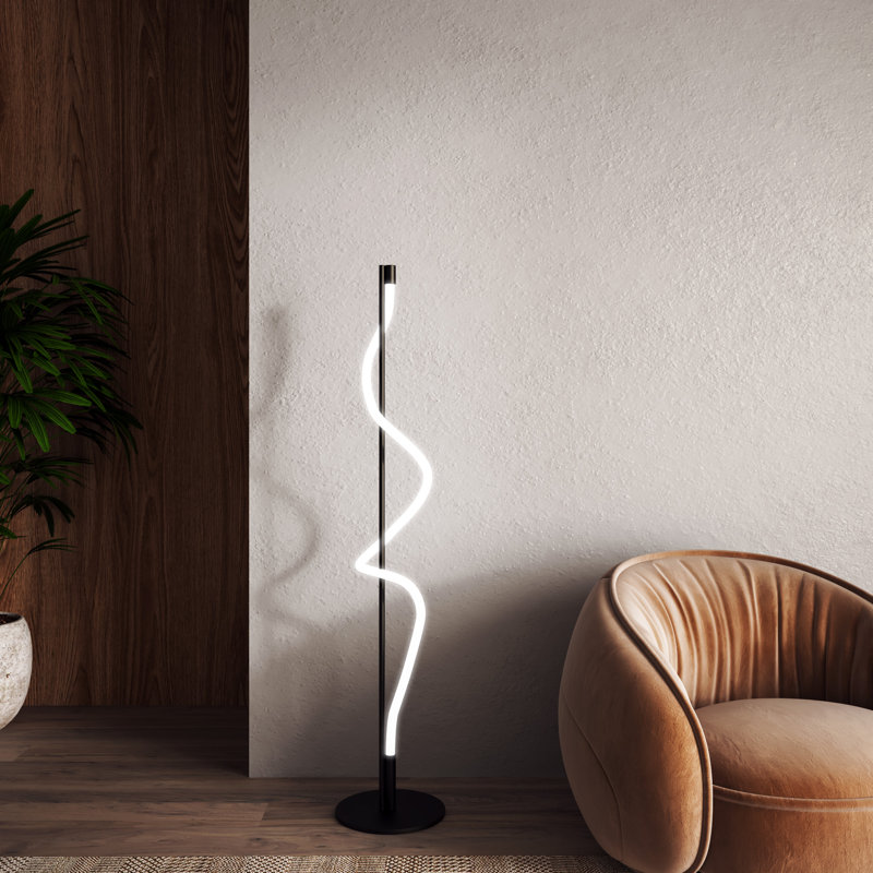 Cursive 60'' Black LED Column Floor Lamp