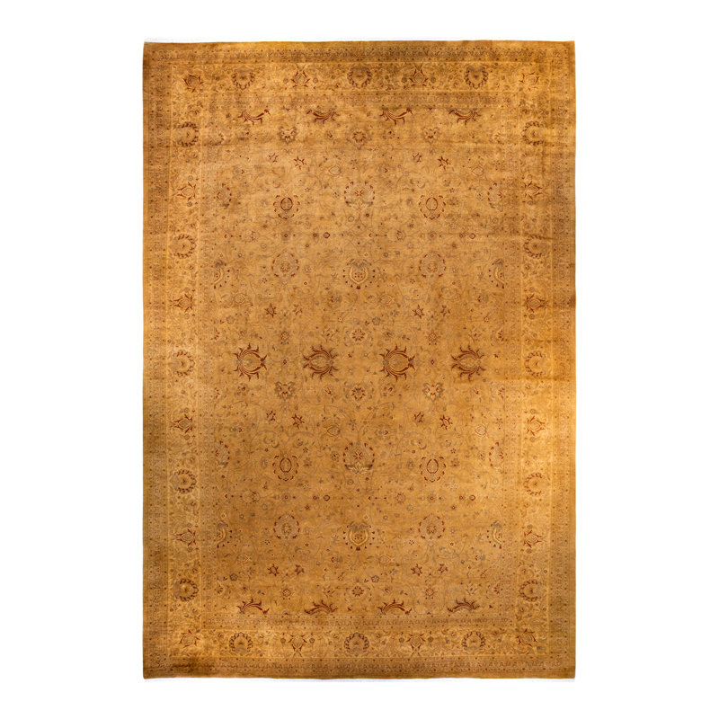 One-of-a-Kind 18' 2" X 12' 1" 2000s Wool Area Rug in Yellow
