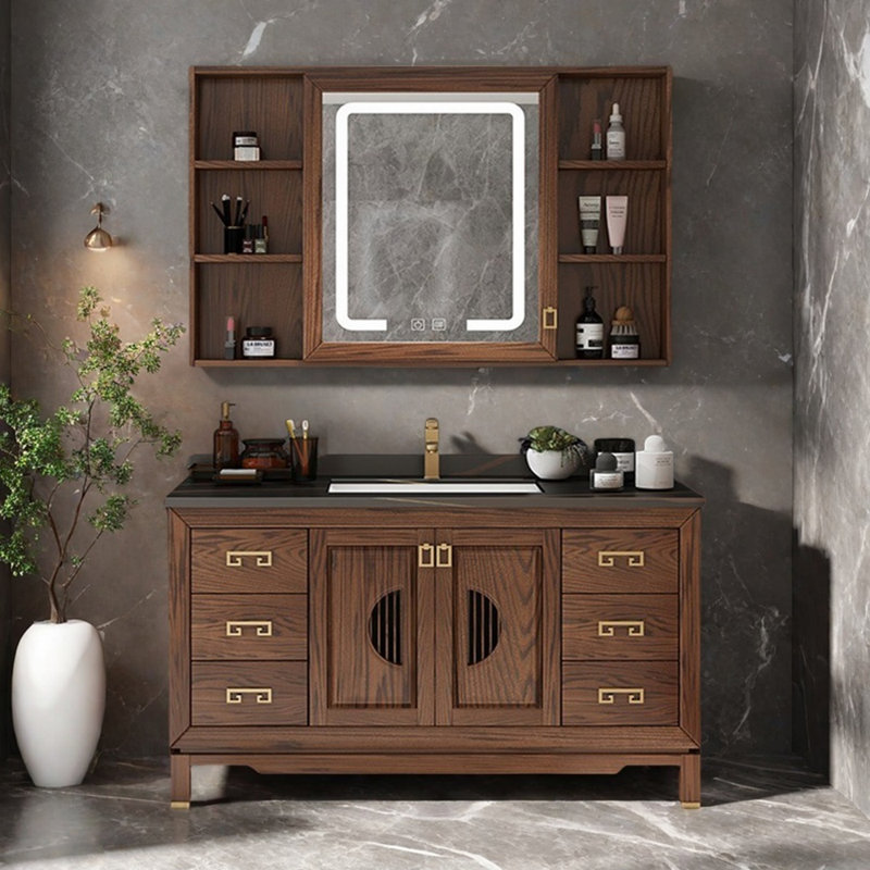 Armoire de salle de bain rétro chinoise haut de gamme, L 55,1 po