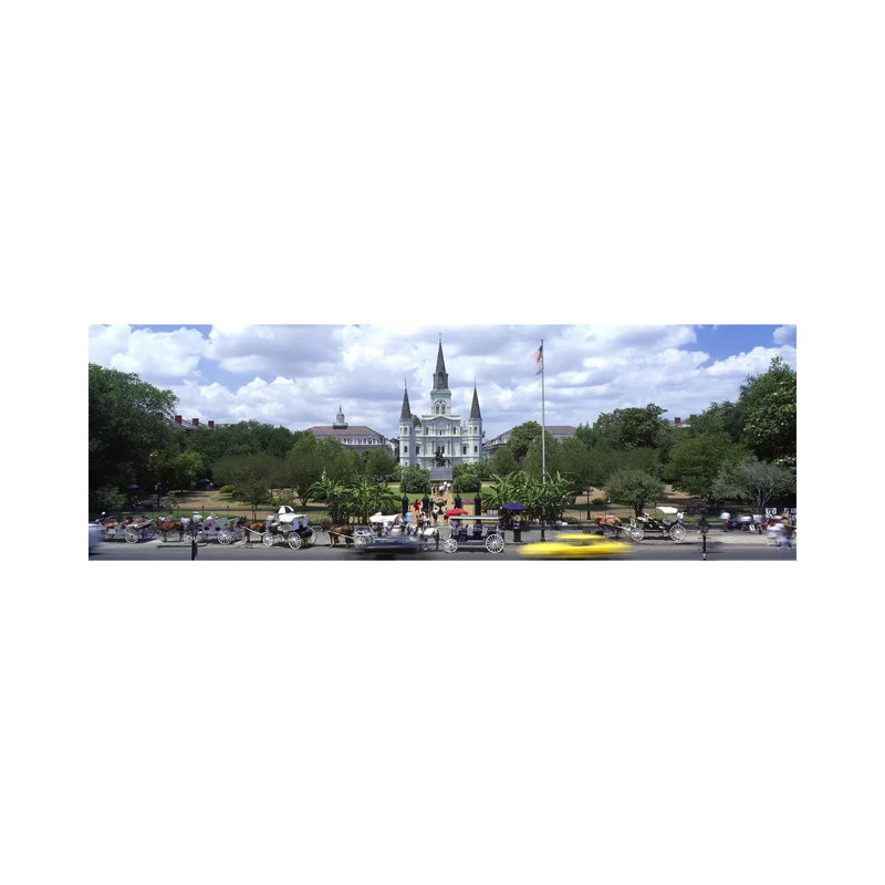 Cathedral at The Roadside, St. Louis Cathedral, Jackson Square, French Quarter, New Orleans, Louisiana, USA 1 Piece Wrapped Canvas Panoramic Wall Art