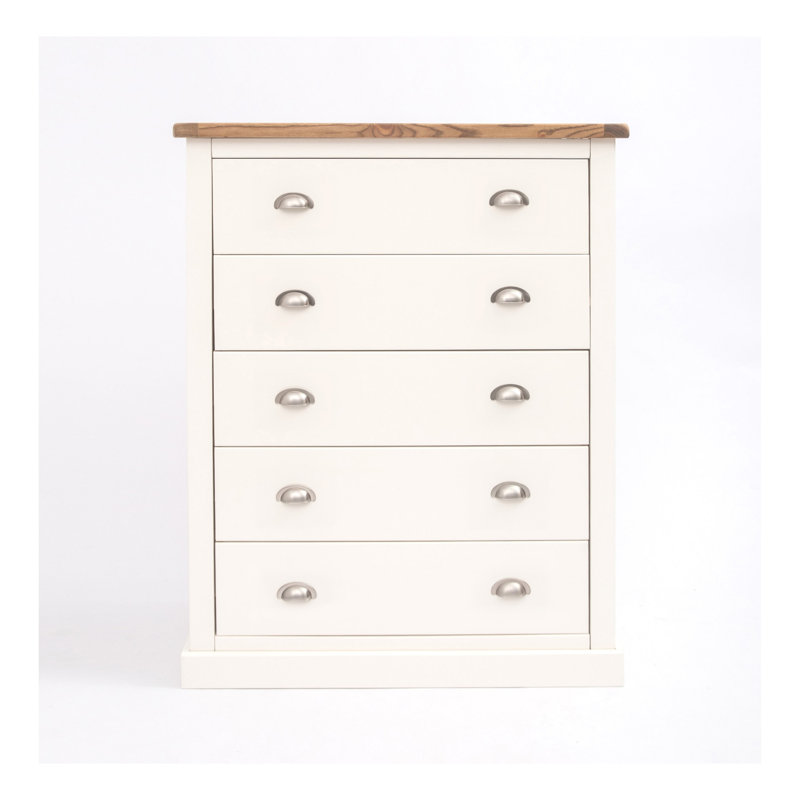 Mulcahy 90 cm W Chest of 5 Drawers, Off White