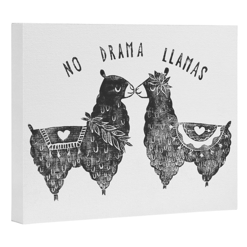 « no dramatique llamas », impression sur toile, H 8 po x l 10 po x P 2 po