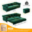 Canapé Chesterfield, canapé-lit gigogne 3 en 1 de 89 po, canapé-lit convertible, canapé-lit très grand, méridienne, canapé en velours 3 places avec repose-pieds mobile, conception capitonnée-863202782