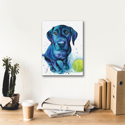 «Ball Is Life Black Lab Puppy» par Lindsay Kivi, art mural sur toile