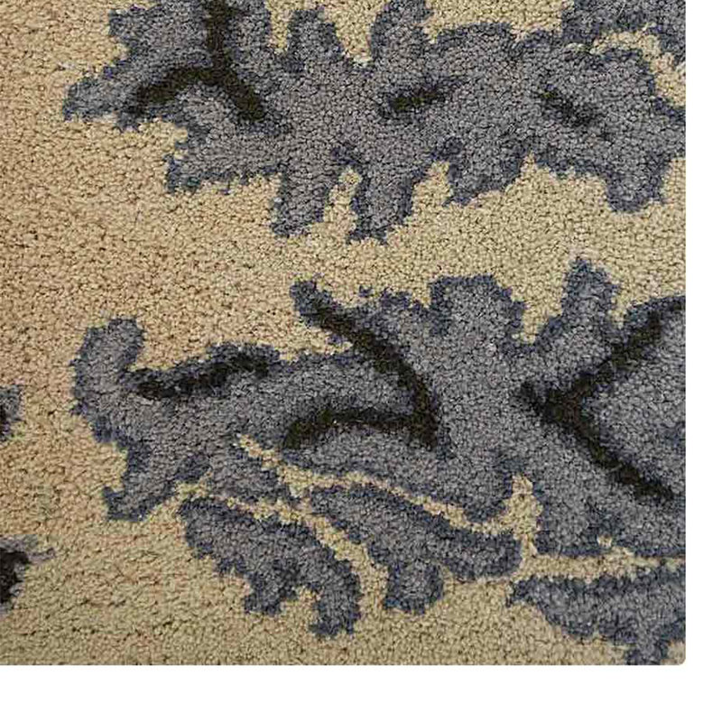 Tapis écologiques en laine touffetée à la main Shalon - Rectangle, couleur bleu beige, design oriental, tapis antidérapants faits à la main épais pour salon, chambre à coucher