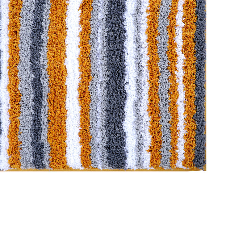 Griffie 100% Polyester Bath Rug Stripe Pattern with TPR Backing Machine Washable Soft & Absorbent Bathroom Rug, Yellow