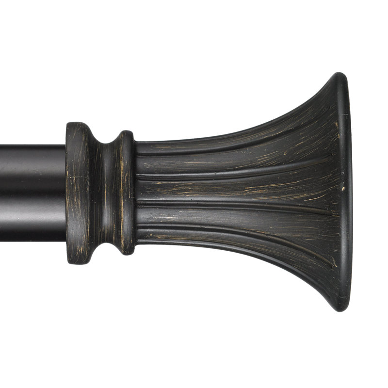 Ionic Adjustable Single Curtain Rod, Antique Silver, 3" H x 48" W x 5" D