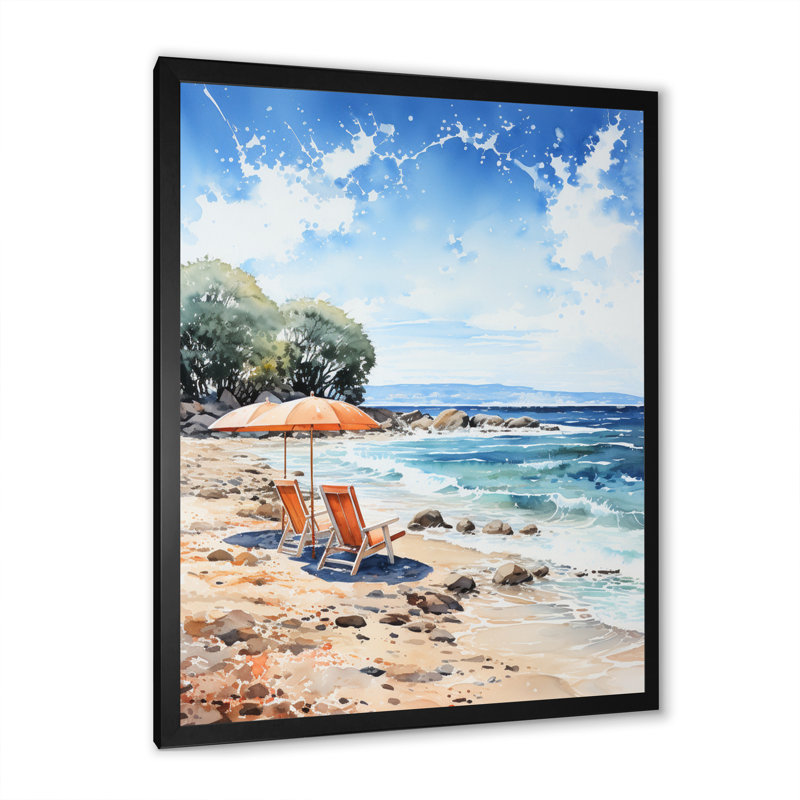 Parasol de plage Splash II - imprimé, Cadre simple noir, H 32 po x l 24 po x P 1 po