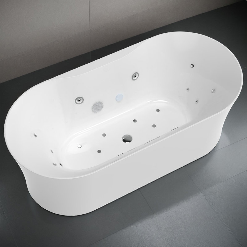 ANZZI Julia Series 67 In. Freestanding Acrylic Air And Whirlpool Bathtub With Touch Sensative Control And Chroma Lights