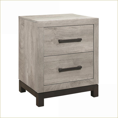 2-Tone Gray 2-Drawer Nightstand – Premium Melamine Bedroom Storage