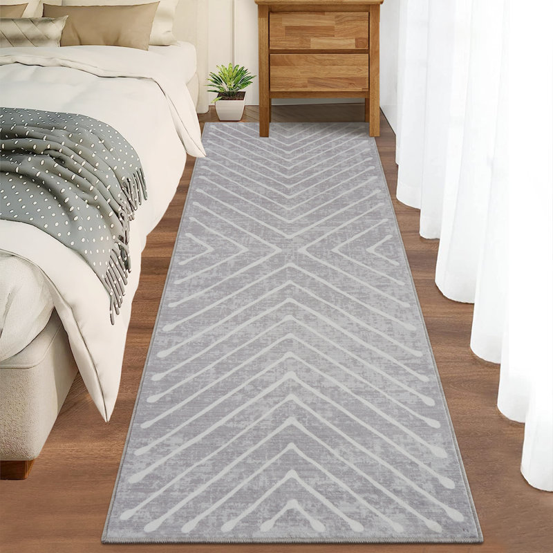 Geometric Machine Washable Rug Abstract Non Slip Living Room Rug Low Pile Thin Rug, Contemporary Neutral Rug, Non Shedding Soft Rug for Bedroom