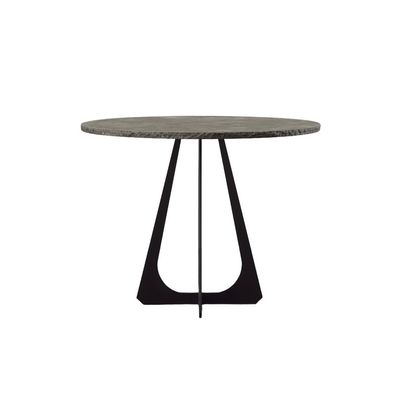 Saralou Round Stone Top Metal Base Dining Table