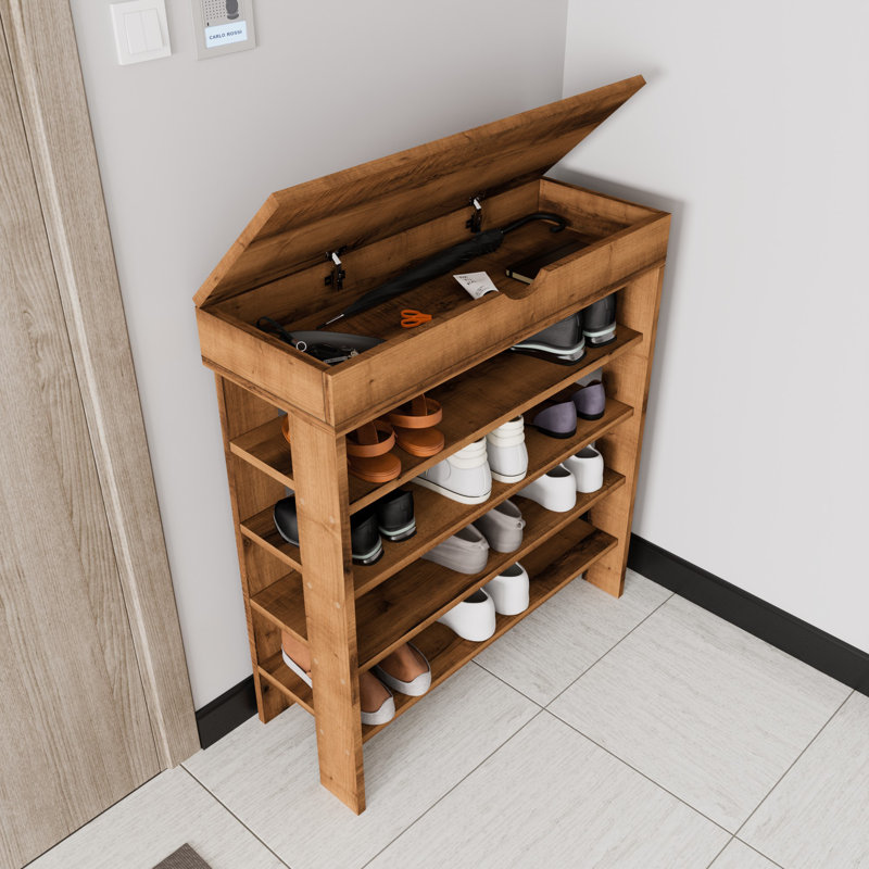 Elberfeld 4 Pair Shoe Storage Cabinet, Brown