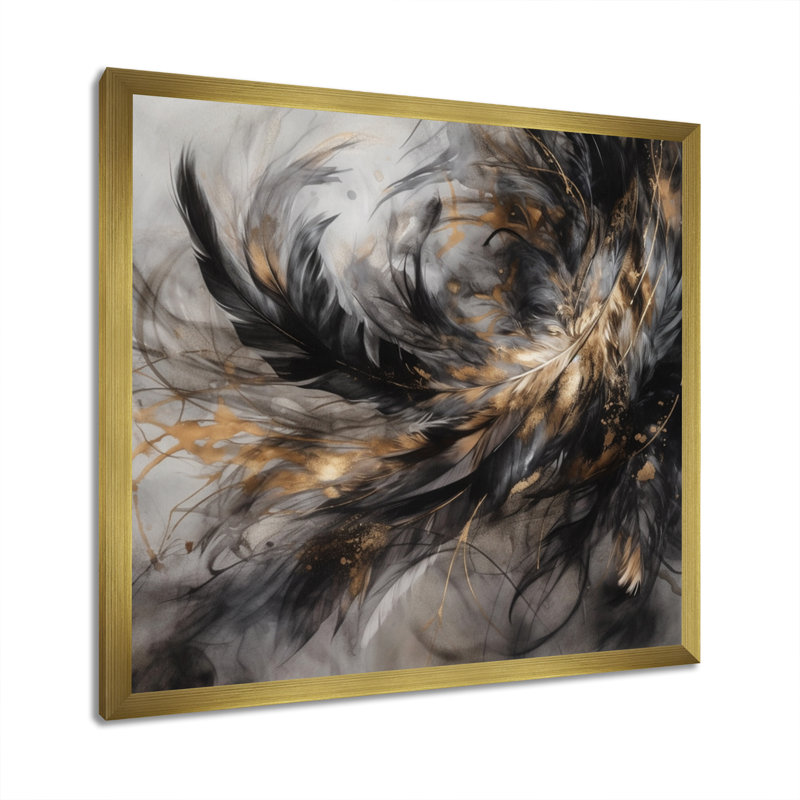 Patrickson, or et noir «Expressions of Freedom I» sur toile, Cadre doré, H 24 po x l 24 po