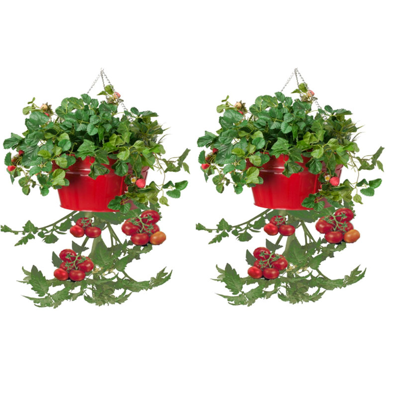 Lousha Handmade Metal Hanging Planter, Red