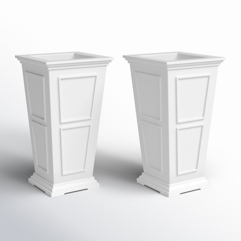 Boîte à fleurs Abram, Blanc / Blanc, 2, H 26 po x l 14,75 po x P 14,75 po