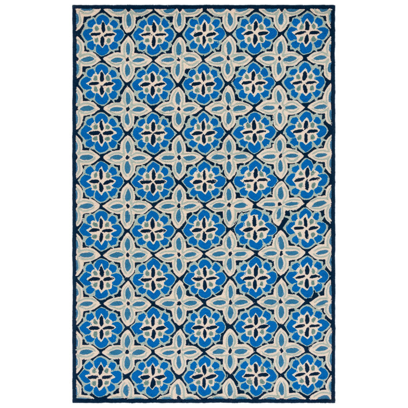 Childers Hand Hooked Performance Floral Rug, Rectangle 7'6" x 9'6"