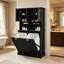 Armoire à poubelle double inclinable de 60 po de hauteur avec 2 tablettes réglables, armoire autoportante avec portes, panier à linge inclinable avec rangement