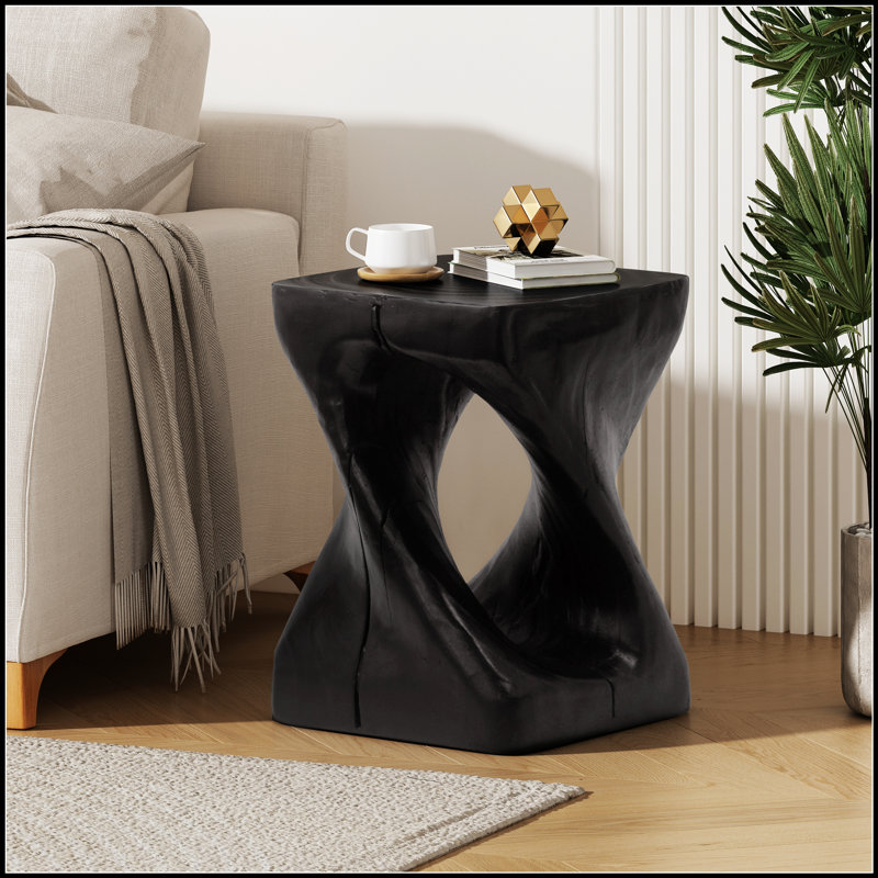 Table d'appoint Twist Shape avec texture semblable au bois, conception en spirale unique pour un décor moderne et polyvalent