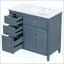 Meuble-lavabo de salle de bain avec lavabo, lavabo en céramique, un tiroir basculant, 3 tiroirs latéraux, tablette réglable (robinet non inclus)