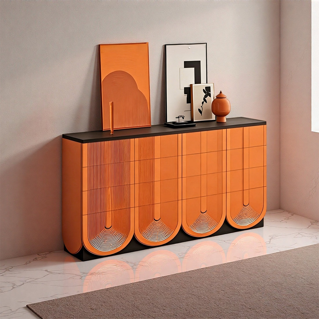 Ebern Designs Modern Wood Four Door Sideboard | Wayfair