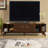 67.9 Inch Mid Century Modern Rattan TV Stand For Tvs Up To 75", Entertainment Cabinet, Media Console For Living Room Media Room, Solid Wood Feet & Rattan Cabinet Doors-1413741647