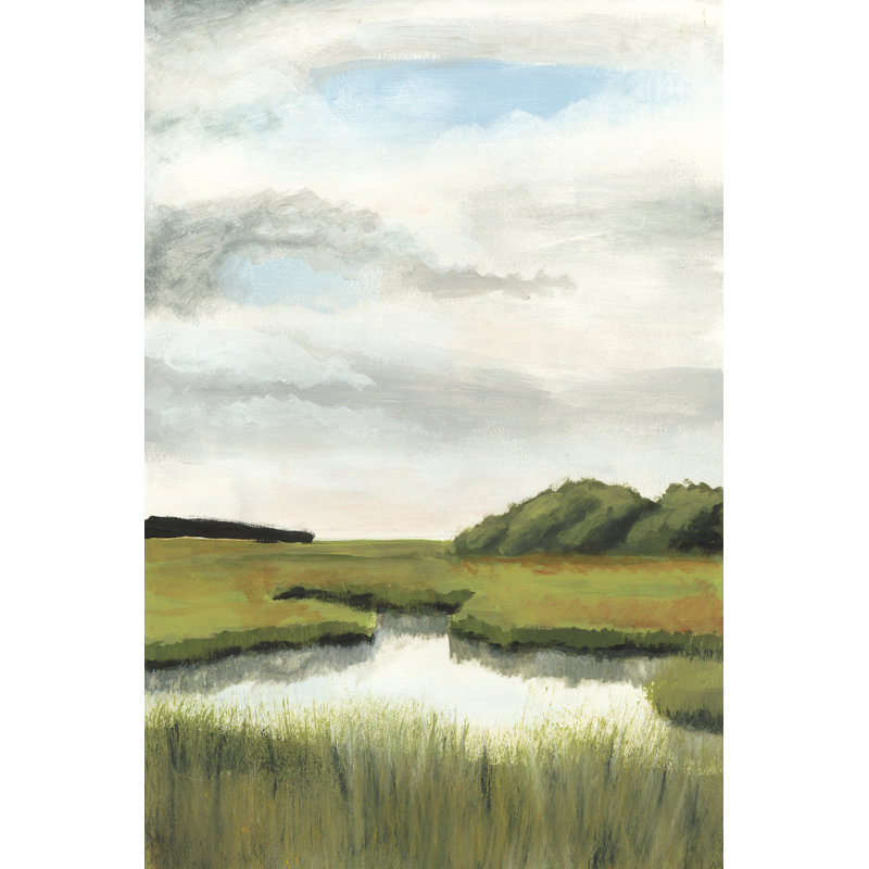 Marsh Landscape II, H 36 po x l 24 po, Non, Cadre flottant noyer