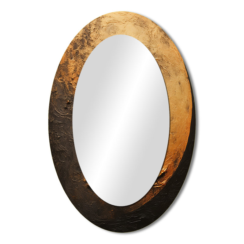 Bronze décoratif Moon Beam I - miroir mural décoratif doré, impression sur métal, 36 po x 24 po, Ovale