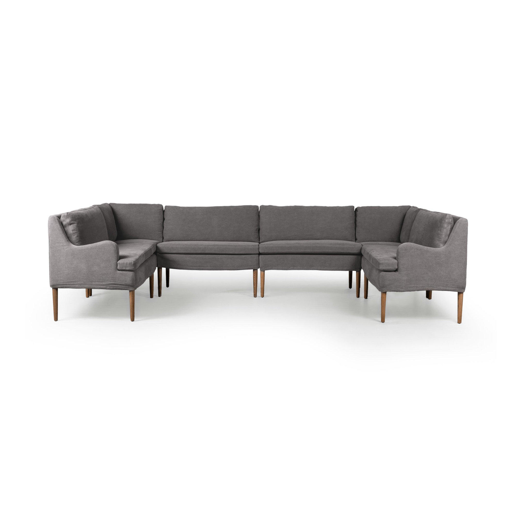 Aurelia Dining Banquette, 34.5" H x 131" W x 75" D, Broadway Denim Linen